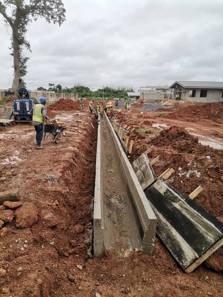 Drainage structure under construction at the International Maritime Hospital site