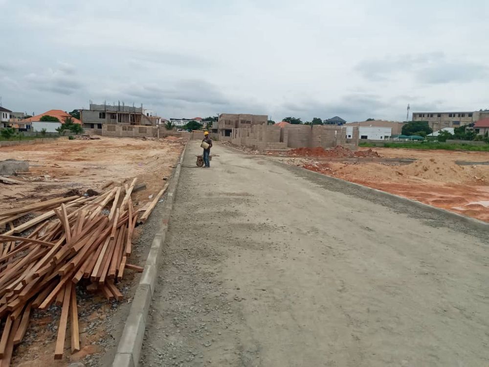 Stacked construction material supplies at a Phil-Teck site